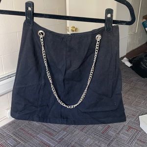 Black grommet silver chain mini skirt LF carmar